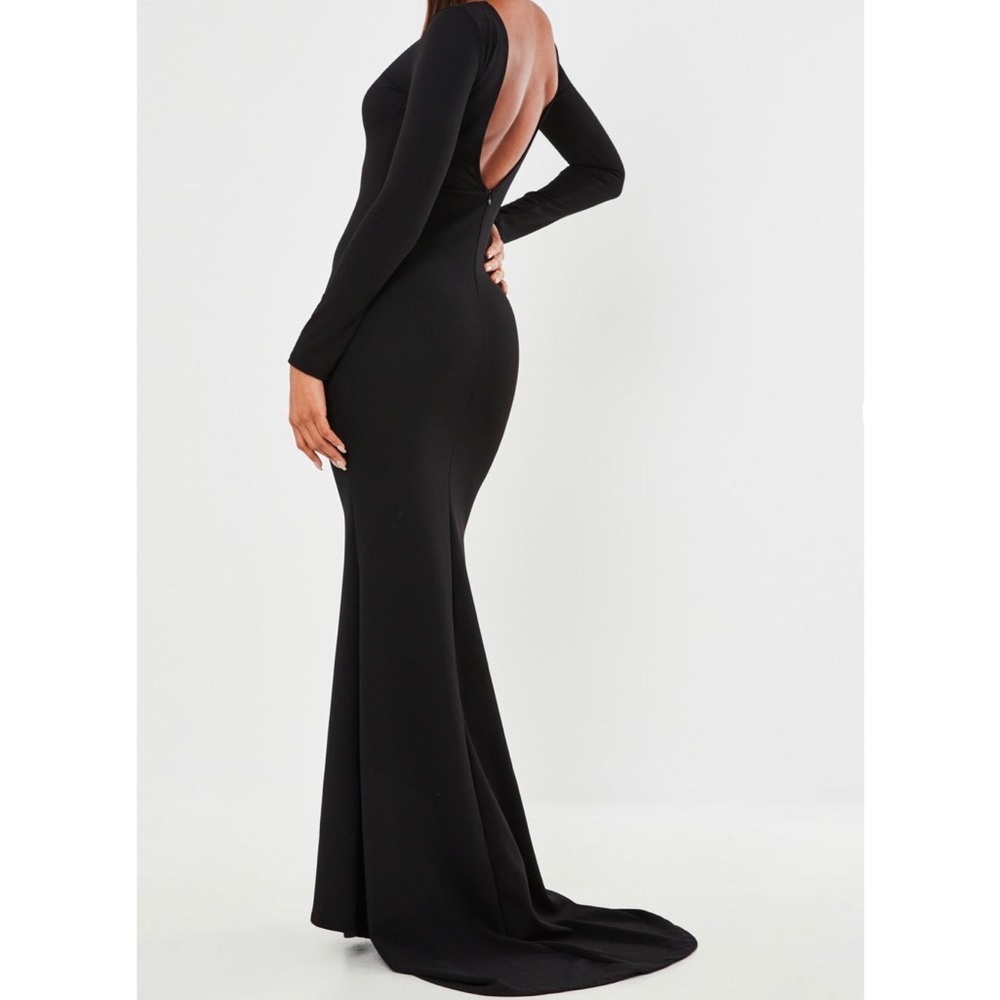 Black Open Back Mermaid Bottom Maxi Dress